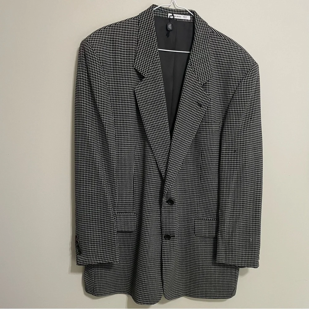 Hugo Boss Black and White Houndstooth Blazer Size 44 R